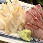 磯丸水産 - つぶ貝、かんぱちお刺身