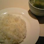 Yonezawa Gyuu Sumi Biyakiniku Uesugi - 煮込みハンバーグランチ（\1,280)　③　ご飯とスープ