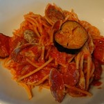 元町珈琲 徳島川内の離れ - あさりと茄子のトマトパスタ(ビュッフェ付き) 1480円