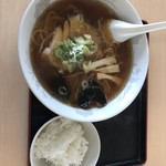 Hanabusa Shokudou - 醤油ラーメン+小ライス(サービス)