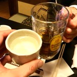 居酒屋こてんぐ - 酒田の友達Ｔ君と記念に乾杯！