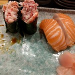 寿司一心 - 紅ズワイガニ＆サーモン
