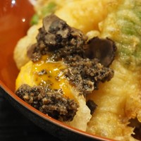 なにわ天ぷら 維心 - 黒トリュフと卵黄の海老天丼 1,000円