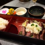 炭火焼肉　安部え - サーロインステーキ定食おろしポン酢