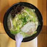 万力屋 - 野菜塩ラーメン、半麺、野菜増し、