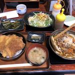 Tenchi Housaku - タレかつ小丼セット、魚沼けんちんうどん、豊作サラダ、漬物