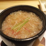 鮨　Shizuku - 雫コース18000円⓭赤玉帆立の蟹餡かけ茶碗蒸し