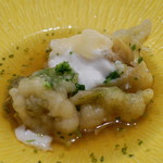 祇園 にし - 油物　河豚の白子と蕗の薹の揚げ出し