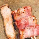 炭家 - つくねと鮟肝ベーコン巻