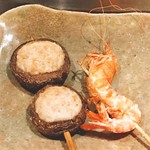 炭家 - シイタケの肉詰めとえび