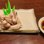 三味 - ササミのたたき    生姜醤油が相性抜群！