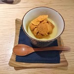 雲丹とトウモロコシの冷製茶碗蒸し