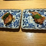 魚工房 としまや - うずらの山椒照焼き 半身のハーフ＆ハーフ