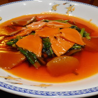 萬珍樓 本店 - 大海老とオマール海老のニ種作り鮑と白霊茸のオイスターソース