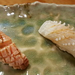 Sushioi - サーモンの炙りと、烏賊の炙り