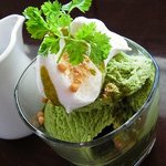 T’s CAFE - プラス200円でミニパフェセット、“抹茶パフェ”。