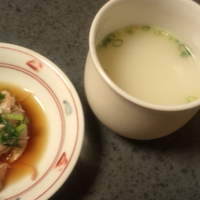 八起庵 丸太町本店 - とりのわさび和え、スープ