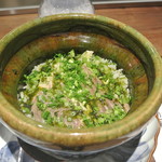 日本料理 潤花 - カスベと生海苔のご飯土鍋で