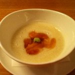 秀よし - 新玉葱と豆乳のスープうに山葵御手洗餡