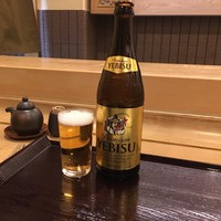 鮨 割烹 駒 - ビールはエビス