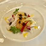 プレスキル - 帆立のソテー。生魚苦手なので変更して頂きました。本当は鱒です。