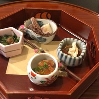 花咲 錦店 - 八寸はあん肝ポン酢、イイダコ煮など