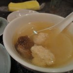 みょうが屋 - スープ。（タン、軟骨入り鳥つくね）
