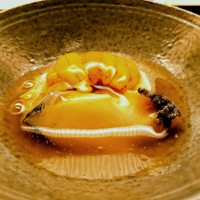 木山 - 鮑　焼き湯葉　雲丹の餡かけ