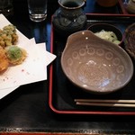 長生庵 - 春野菜と海老天の天盛り