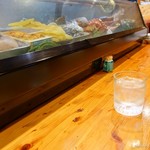 栄 - 2018年2月　焼酎芋ロック【400円】和歌山市内よりレベル高い冷蔵ケースのネタ