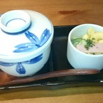 風林火山 - お通しの茶わん蒸しとポテサラ