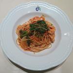カフェテリア　アルポルト - カブと春菊のチキントマト煮込みスパゲッティ