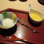 銀座うち山 - 金柑のシャーベット　＆　カボチャの豆乳よせ