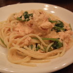 ア ミオ アージョ - 北海道産本マスと練馬産ホウレン草のトマトクリームソース　スパゲッティ