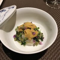 リストランテ ペガソ - 北海道産帆立貝 白海老 生雲丹 花山葵 高山真菜 タルタル仕立て