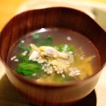 立場割烹 SSAW - 紅白の桜ちらし 1000円 の浅利の雛吸い