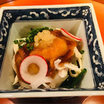 まる富 - 河豚白子と河豚刺しにたっぷりの安岡ネギ