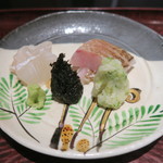 日本料理 晴山 - 30年3月　造り　炙りノドグロ、マコガレイ