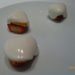 カンテサンス - とちおとめのショートケーキ、ローズのキャンディー