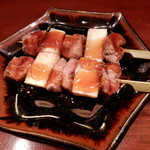 蕎麦肴酒さらざん - 猪フィレと長芋の串焼き