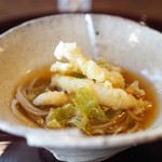 松川 - ふきのとうと白魚の天ぷら酢橘蕎麦