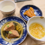 日本橋蛎殻町 すぎた - あん肝とのれそれ黄身ポン酢、ばちこ