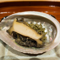 銀座 しのはら - 煮物 あわびの飯蒸し 肝ソース和え