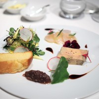 FURUYA　augastronome - ハンガリー産フォアグラのテリーヌ　北海道産ホタテのマリネ くるみの入ったサラダ