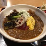 元気居酒屋 幸多 - 牛すじホルモンカレー、たっぷり焼き野菜のせ