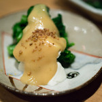 酒亭 沿露目 - 2018.3 モッツァレラチーズと菜の花 柚子胡椒ぬた（600円）