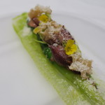 Grand rocher - アスパラガス ホタルイカと白ミル貝 つぼみ菜 アスパラのピューレ パルミジャーノ・レッジャーノ2
