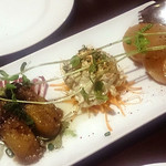 ビストロコバ - 前菜三種（小茄子のマリネ・アンチョビのポテトサラダ・大根のポルト酒漬け）