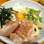 Sanukiudonnorabo - メインの釜玉うどんを食べる前に適量生醤油を投下！