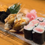 光寿司 - 2018.3 特上北海うに（1貫370円）、江戸前あなご（1貫190円）、特上ねぎとろ（1,750円）